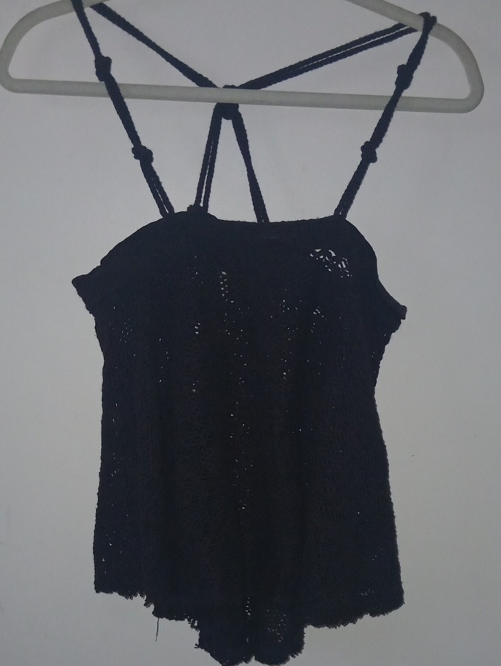 Fp Beach Black Crochet Strappy Women’s Tank Top
